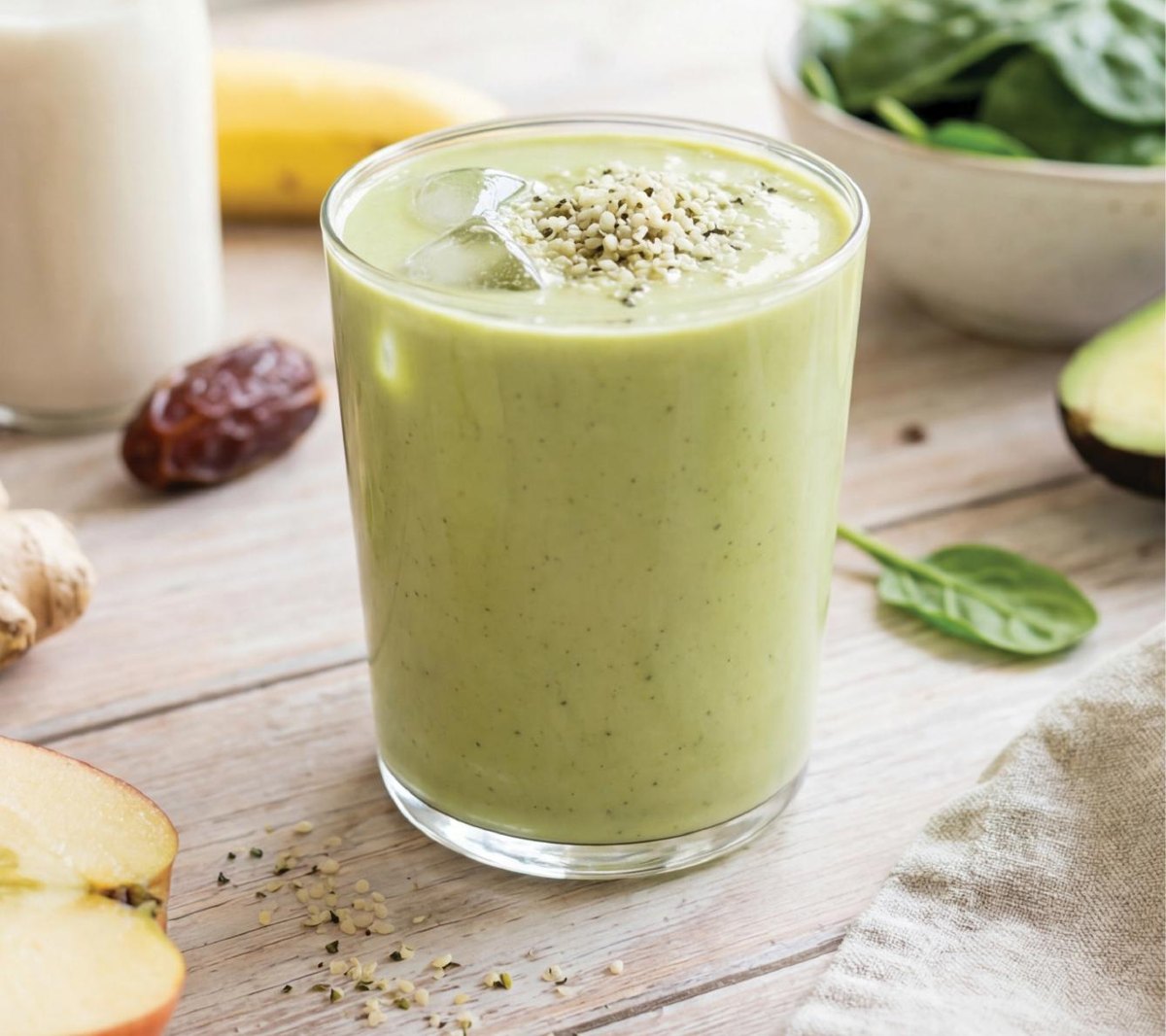 groene smoothie met spinazie, avocado en banaan